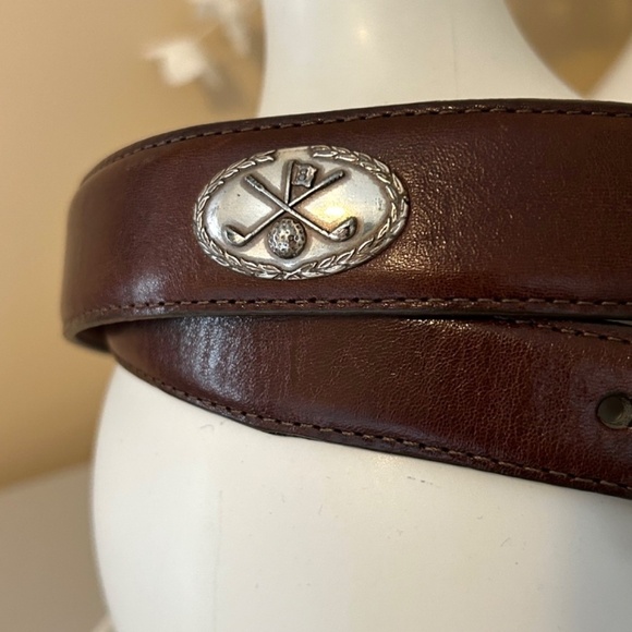 Vintage Brighten Men’s Leather Golf Belt with Silver Buckle Size 42 EUC - Picture 7 of 13